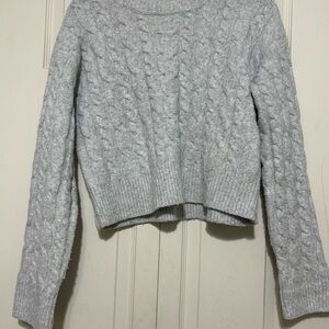 Cozy Gray Cable Knit Sweater